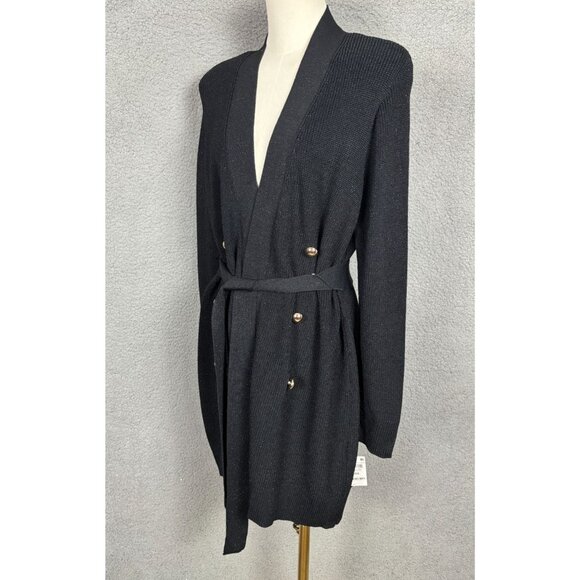 International Concepts Metallic Double-Breasted Cardigan Black Plus 0X NWT's - Picture 4 of 8